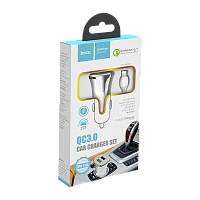 Автомобильное З/У HOCO Z31 2USB 3.4A QC3.0 с кабелем Lightning белый (1/14/140) 