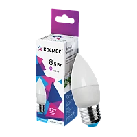 Лампа светодиодная Космос CN E27 8.5W 6500К 174-265V свеча матовая (1/10/80)