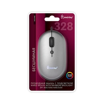 Мышь проводная Smartbuy 328 бесшумная серый (1/40)