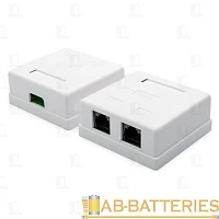Розетка Atcom 2 порта накладная (UTP, RJ45, белая) (1/500)