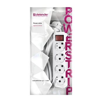Удлинитель Defender L340 4р.С/З 16A 5.0м с выкл. ПВС 3x1мм² IP20 белый (1/40)
