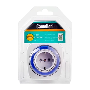 Таймер механический Camelion BND-50/G5A 3500W 24ч/15мин (1/10/50)