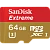 Карта памяти microSD SanDisk EXTREME 64GB Class10 UHS-I (U3) 90 МБ/сек с адаптером