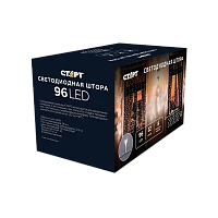 Гирлянда Старт НГ 96LED 1.5х1м лампочки занавес медь 8 режимов белый (1/25/100)