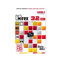 Карта памяти microSD Mirex 32GB Class10 UHS-I (U1) 104 МБ/сек без адаптера