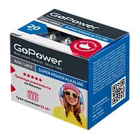 Батарейка GoPower LR03 AAA БОКС20 SH4 Щелочная 1.5V (4/20/640)