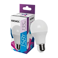 Лампа светодиодная Космос A60 E27 15W 6500К 200-240V груша матовая (1/10/80)
