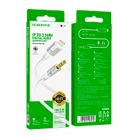 Кабель AUX Borofone BL19 Jack 3.5mm (m)-Lightning (m) 1м пластик белый (1/360) 