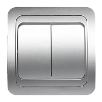 Выключатель Smartbuy 2-клавишный 10А серебро "Марс"