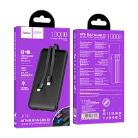 Внешний аккумулятор HOCO J118 10000mAh 2.0A 3USB индикация с кабелем Lightning/Type-C черный (1/52)