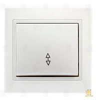 Выключатель Smartbuy проходной 1-клавишный 10А белый, керамика "Венера"