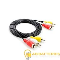 Кабель GoPower 3xRCA (m)-3xRCA (m) 1м ПВХ черный в пакете