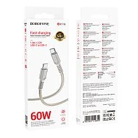Кабель Borofone BX116 Type-C (m)-Type-C (m) 1м 3.0A 60W серый (1/360)