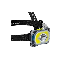 Фонарь налобный Космос 507Lit 3WXPELED+5WCOBLED от аккум IP54 4 режима черный (1/25/100)