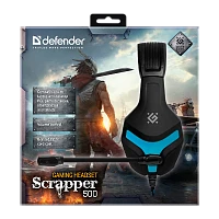 Наушники полноразмерные Defender Scrapper 500 с микр. игровые черный синий (1/16)