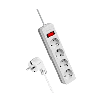 Сетевой фильтр Космос 4р.С/З 10A 1.5м ПВС 3x0.75мм² с выкл. белый (1/20)