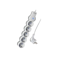 Удлинитель Космос 5р.С/З 10A 5.0м с выкл. ПВС 3х0.75мм² IP20 белый (1/25)