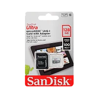 Карта памяти microSD SanDisk Ultra Light 128GB Class10 UHS-I (U1) 100 МБ/сек с адаптером