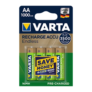 Аккумулятор бытовой Varta HR6 AA BL4 NI-MH Endless 1000mAh (4/40/400) 