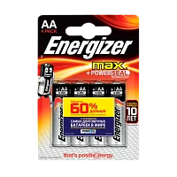 Батарейка Energizer MAX+Power seal LR6 AA BL4 Alkaline 1.5V (4/96)