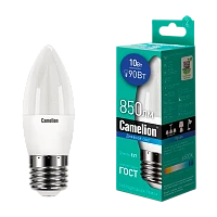 Лампа светодиодная Camelion C35 E27 10W 6500К 170-265V свеча матовая (1/10/100)
