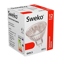 Лампа галогенная Sweko MR16 GU5.3 20W 12V рефлектор прозрачная (1/50/200)