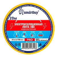 Изолента Smartbuy PRO 15мм*20м ПВХ морозостойкая желтый зеленый