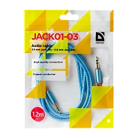 Кабель AUX Defender JACK01-03 Jack 3.5mm (m)-Jack 3.5mm (m) 1.2м ткань синий (1/50/400)