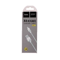 Кабель HOCO X6 USB (m)-microUSB (m) 1м 2.4A ПВХ белый (1/30/300)