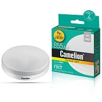 Лампа светодиодная Camelion GX53 9W 3000К 220V таблетка матовая (1/5/100)