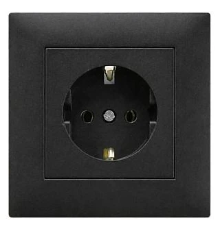 Розетка Makel KAREA RIZZ 1гн. 16A С/З черный 88054028