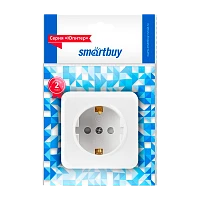 Розетка Smartbuy "Юпитер" 1гн. 16A С/З со шторкой пластик белый