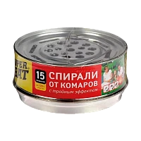 Спирали SuperBAT от комаров бездымные, тройного действия 15шт. красный в металической банке (1/24)