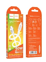 Кабель HOCO X85 Type-C (m)-Type-C (m) 1м 60W TPE белый (1/35/350)