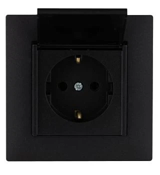 Розетка Makel KAREA RIZZ 1гн. 16A С/З с крышкой черный 88054029