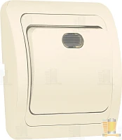 Выключатель SmartBuy 1-клавишный с индикатором 10А бежевый, керамика "Марс"