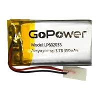 Аккумулятор Li-Pol GoPower LP602035 PK1 3.7V 350mAh с/з (1/10/250)