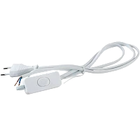 Сетевой кабель Volsten S-LRBK ШВВП2х0,75 с плоск. вилкой, 1300Вт, 6А, выкл., б/з, 1.5м белый