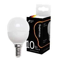 Лампа светодиодная Supermax E14 10W 4000К 230V шар (1/10/80)