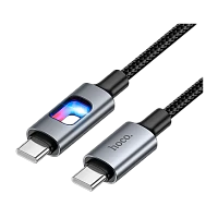 Кабель HOCO U144 Type-C (m)-Type-C (m) 1.2м 3.0A 60W нейлон подсветка черный (1/22/220)