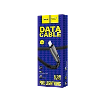 Кабель HOCO U58 USB (m)-Lightning (m) 1.2м 2.4A TPE черный (1/30/300)