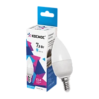 Лампа светодиодная Космос CN E14 7.5W 4500К 220V свеча матовая (1/10/80)