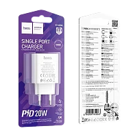 Сетевое З/У HOCO C143A Type-C 20W PD,QC белый (1/32/192)