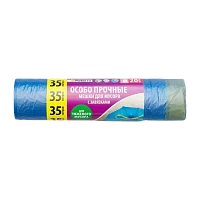 Мешки для мусора Paterra "Особо прочные" 35л 12мкм ПЭ 20шт. с завязками зеленый (1/40)