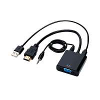 Переходник GoPower HDMI (m)-VGA (f) с питанием со звуком черный Premium Zip-Lock c подвесом (1/200)