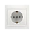 Розетка Smartbuy 1-местная с заземлением 16А белая с защ. штор. "Венера"