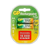 Аккумулятор бытовой GP HR6 AA BL2 NI-MH Smart Energy 1000mAh в пластиковой упаковке (2/20/200)