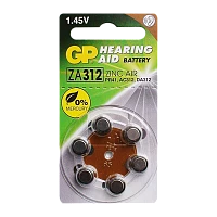 Батарейка GP ZA312 BL6 Zinc Air 1.45V (6/60/300/3000) R