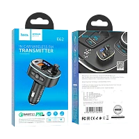 FM-трансмиттер HOCO E62 2USB+Type-C microSD bluetooth 5.0 черный (1/120)