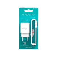Сетевое З/У Borofone BA20A 1USB 2.1A с кабелем microUSB белый (1/48/192)